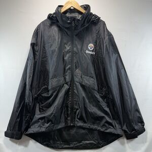 Pittsburgh Steelers Jacket Mens XL Black Windbreaker NFL Football Dunbrooke